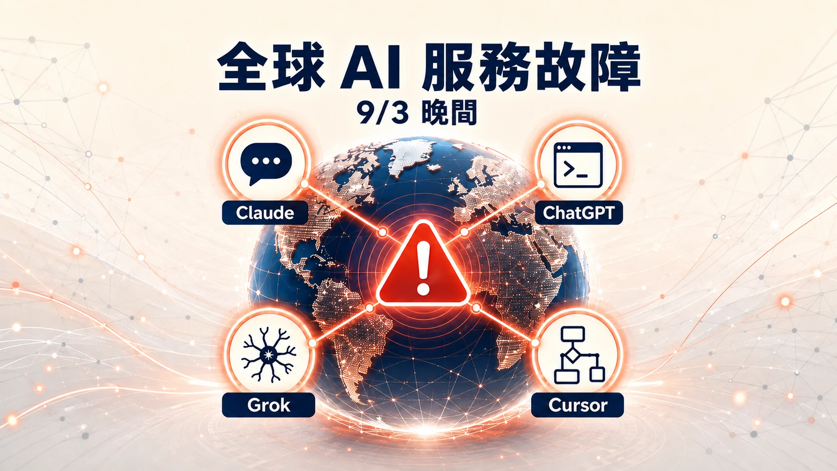 全球 AI 服務 9/3 接連故障|Claude、ChatGPT、Codex、Grok、Cursor 相繼異常